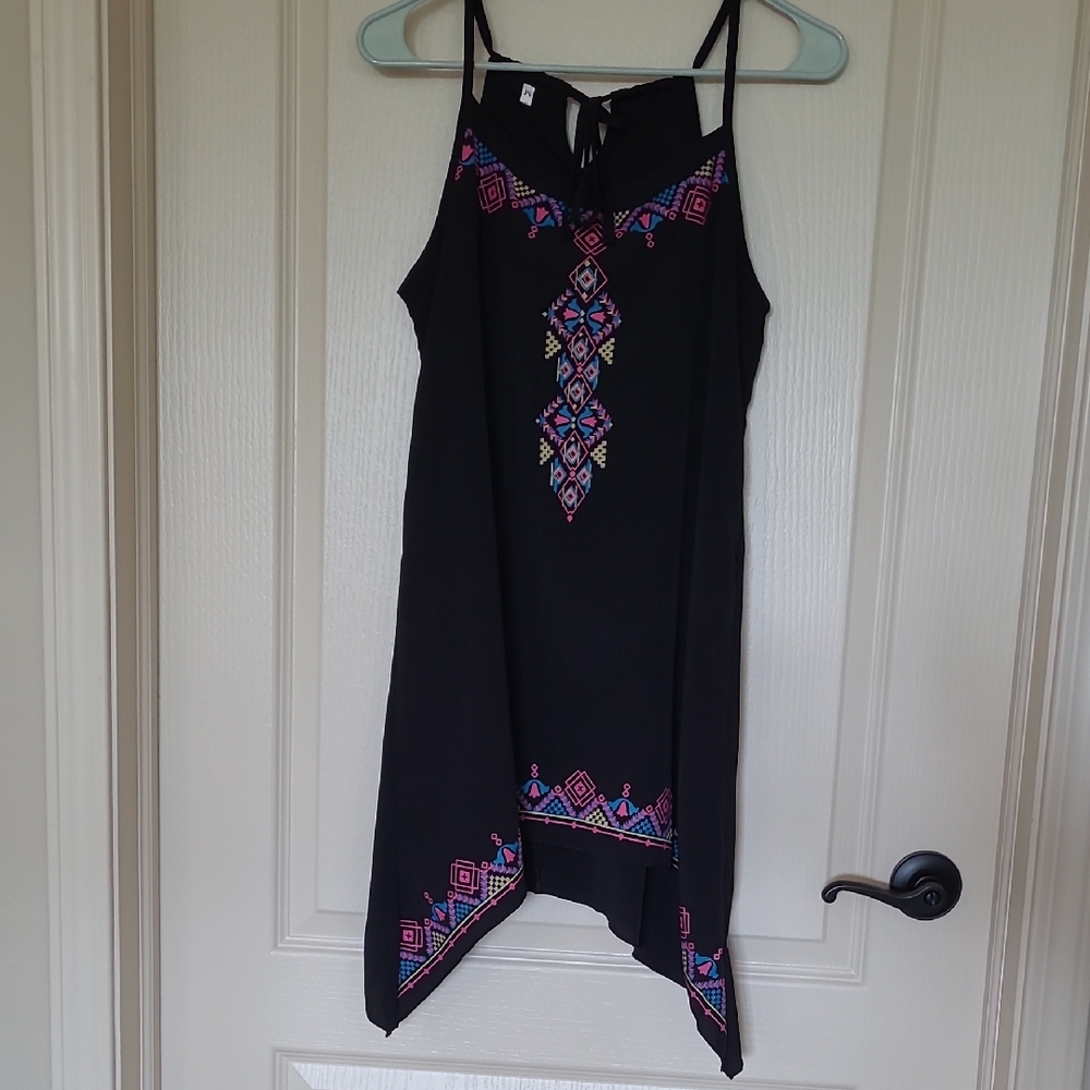 Unbranded Black Sleeveless Dress with Colorful Embroidery Size M